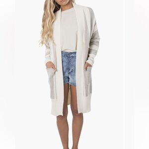 Rip Curl Cream and Gray Longline Cardigan